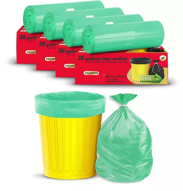 Sac poubelle compostable biodégradable 10 litres avec cordon de serrage,  paquet de 4