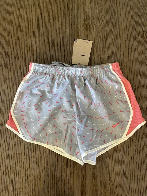 Nike Dri-fit Tempo Girl's Printed Running Shorts (Gray/Pink) Size Medium
