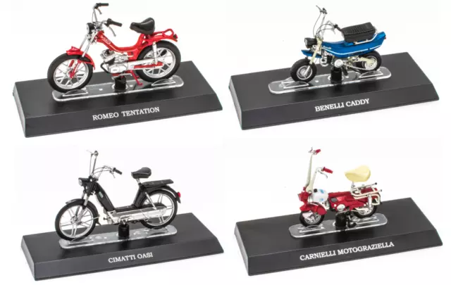 Lot de 4 Mobylettes Italiennes 1/18 Leo Models Miniature Scooter Moto LMB11