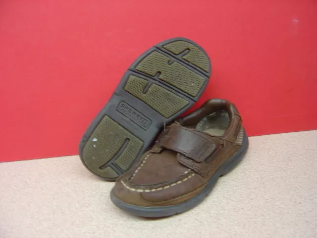 Baby/Toddler Boy's SPERRY Brown Leather Hook & Loop loo Loafers Size 8M