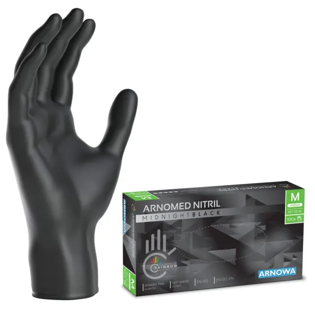 Gants Nitrile Taille M, Gant Nitrile Noir, 100 Pièces/Boîte, Gants Noir Jetable