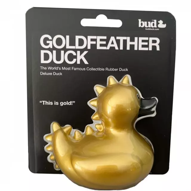 Bud Duck Deluxe Gold Feather Duck Rubber Collectable Bath Toy Novelty Ducks