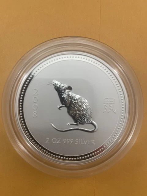 2008 Australia 2 oz Silver Year of the MOUSE BU Series I .999 FS - (only 7221)