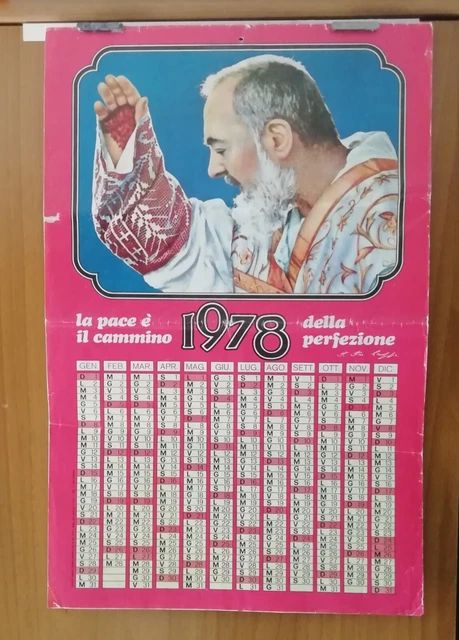Calendario Padre Pio Anno 1978, Vintage, Buone Condizioni.