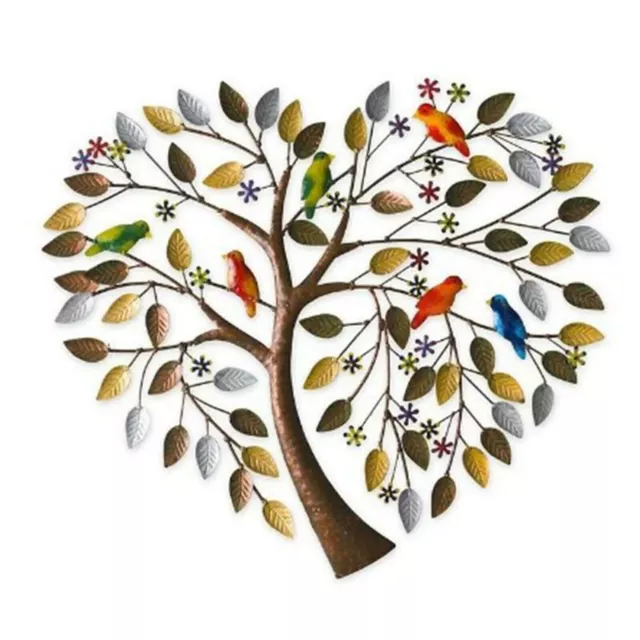 Heart Shape Family Tree Of Life Metal Wall Art Bird Ornament Home Decorations