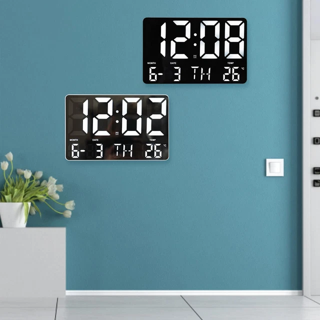 Horloge Murale LED Numérique 10 Pouces Avec Télécommande – Affiche Heure, Date, Température, Alarme Et Minuterie - 8