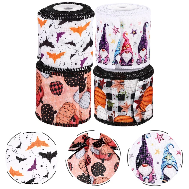 4 Rolls Halloween Webbing Polyester Craft Ribbons Ribbon Belt