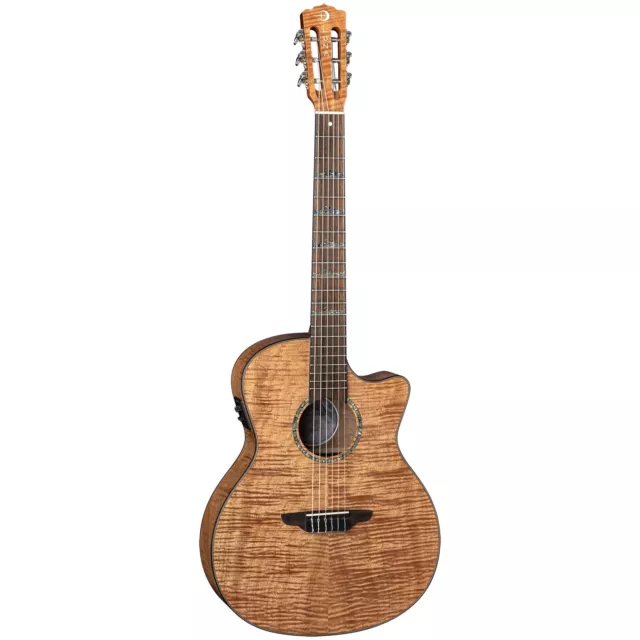 Guitarra eléctrica acústica Luna HT EXM NYL marea alta exótica caoba superior nailon