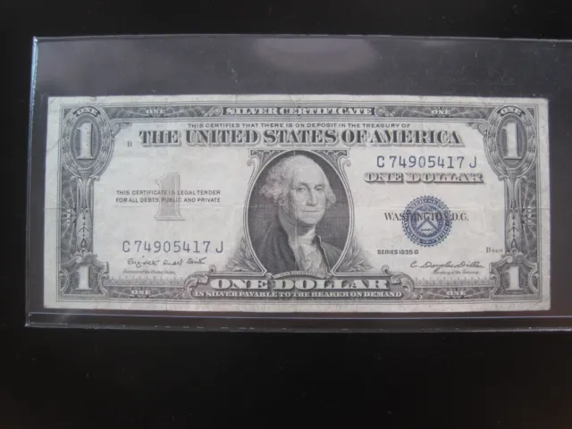 USA $1 1935-G C74905417J # SILVER CERTIFICATE Blue Seal Washington Dollar Money