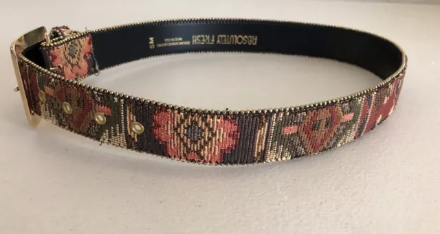 Absolutely Fresh Women's Sz Sm Tapestry Belt Genuine Leather Tribal Motif