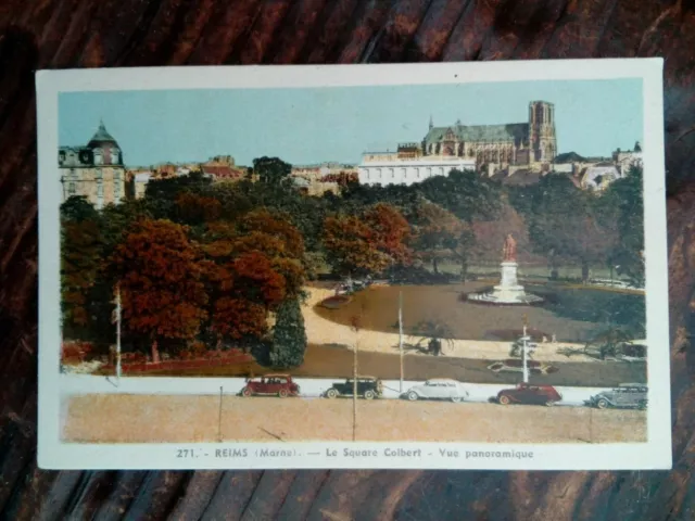 Cpa 51 Reims Marne Le Square Colbert Vue Panoramique