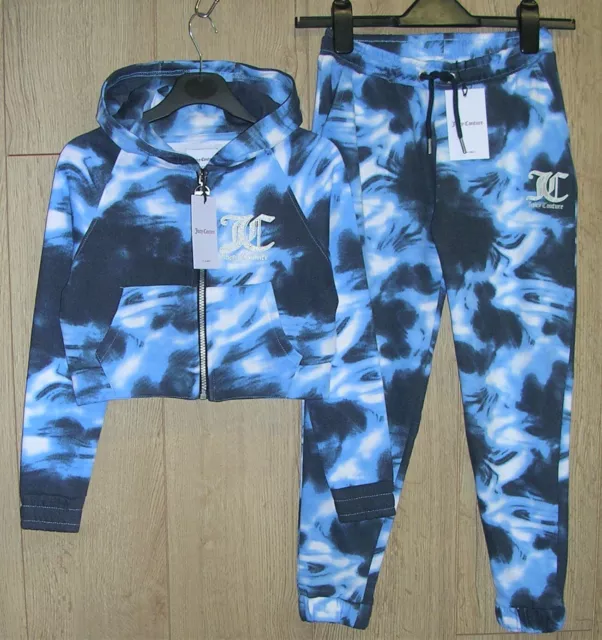 Set tuta da jogging JUICY COUTURE nuova con etichette cravatta blu tinta ragazze età 10-11 14 cm NUOVO