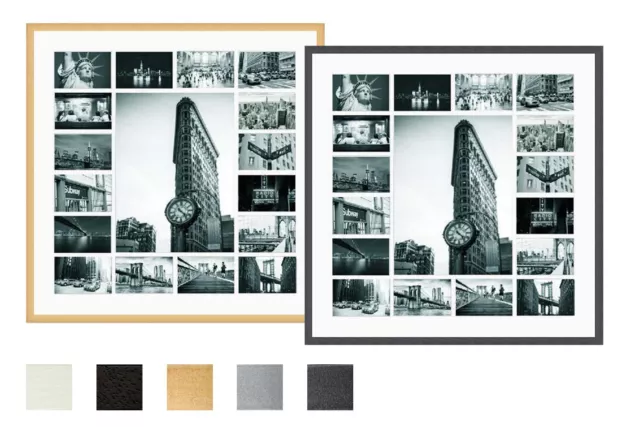 Collage Holz Bilderrahmen Galerie mit Passepartout für 17 Fotos 10x15 30x40