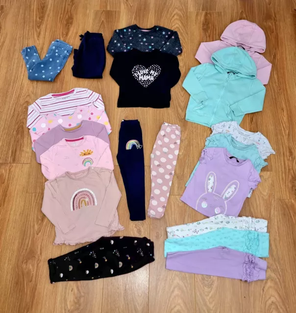 #22 Grande pacchetto di vestiti per bambine età 18-24 mesi leggings top jogger