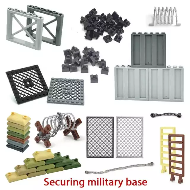 Military Base Sentry Tower Sandbag Wall Plate Barbed Wire Fence for Lego 2