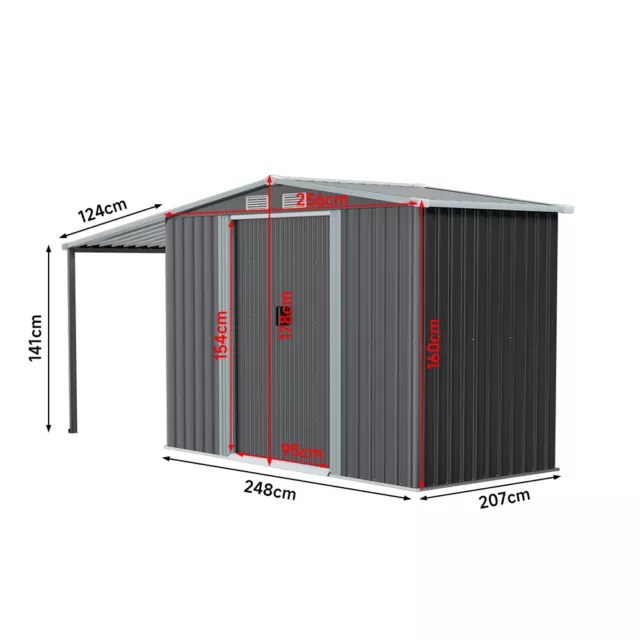 Metal Garden Shed 8 X 8, 8 X 6, 10 X 8ft Garden Storage House w/ Large Open Shed
