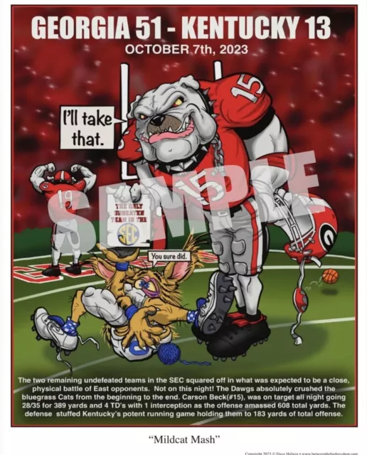 Georgia Bulldogs UGA Football Vs. Kentucky 2023 "Mildcat Mash" Dave Helwig Art