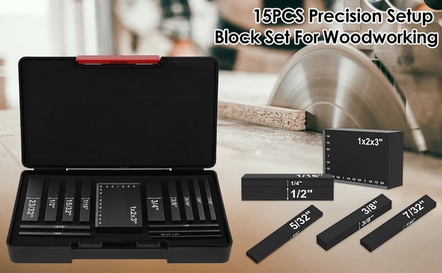 15Pcs Setup Blocks Height Gauge Set 4inch High Precision Setup Bar Blocks  TR