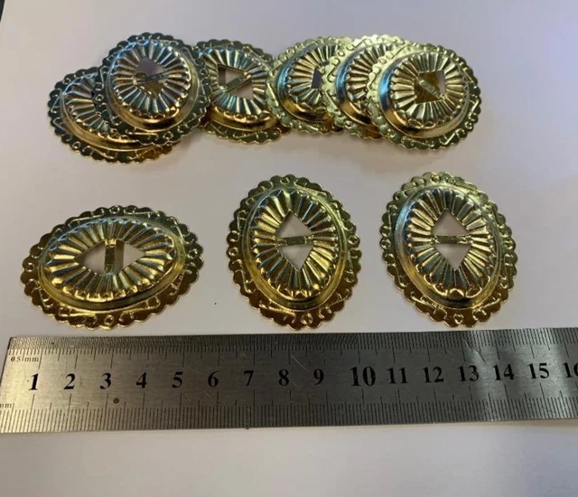 10 Stck. Gold Oval Form Metall Western Schlitz Conchos Bolo Gürtel Leder Handwerk