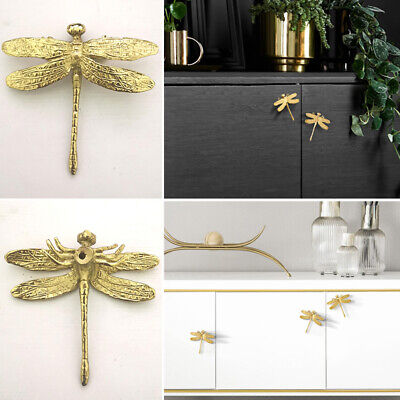 Dragonfly Shape Brass Knob Cabinet Door Handles Pulls Drawer Home Supplies