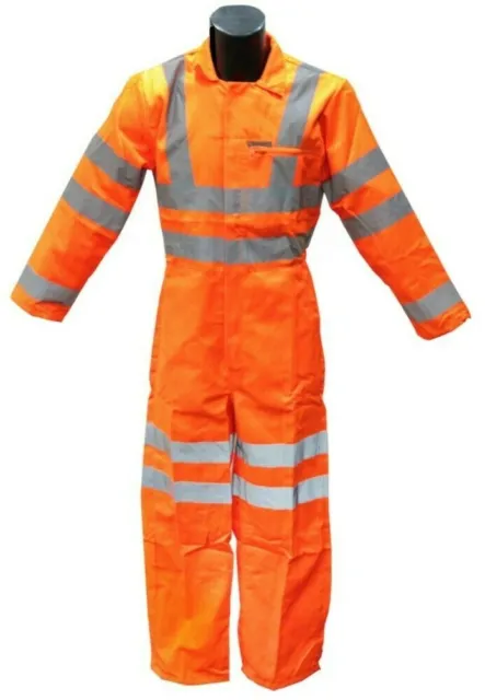 Hi-Vis Visibility Coverall Reflective Safety Wear Orange