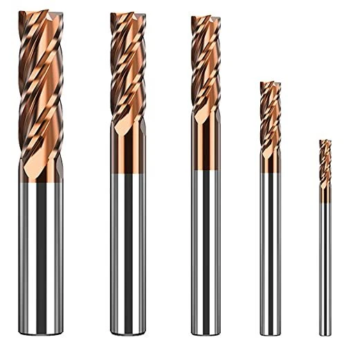 1/8" 3/16" 1/4" 5/16" 3/8" Carbide End Mills Set - Solid Carbide Tungsten Car...