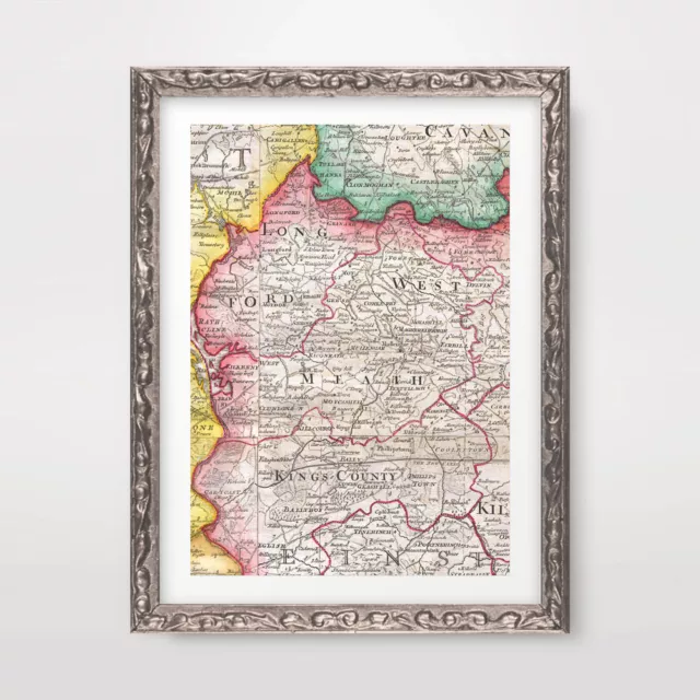 COUNTY WESTMEATH IRELAND IRISH VINTAGE MAP ART PRINT Poster Decor Wall A4A3A2