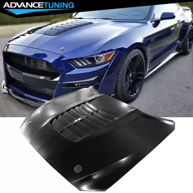 Fits 15-17 Ford Mustang 2DR GT500 Style Unpainted Air Vent Aluminum Front Hood