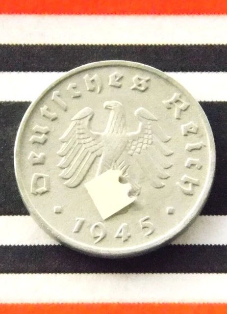 GERMAN Coin 1945 E 1 REICHSPFENNIG Zinc SWASTIKA 3rd Reich WW2 +RARE+ Pfennig