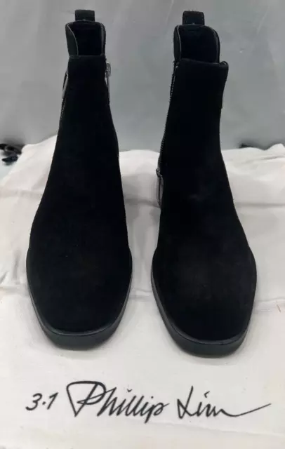 3.1 Phillip Lim Alexa Suede 40mm Ankle Boots Black Double Zip Booties Size 6 US