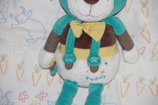 Doudou Sauthon Ours Paddy Bleu Marron Blanc Jaune 40 Cm 2