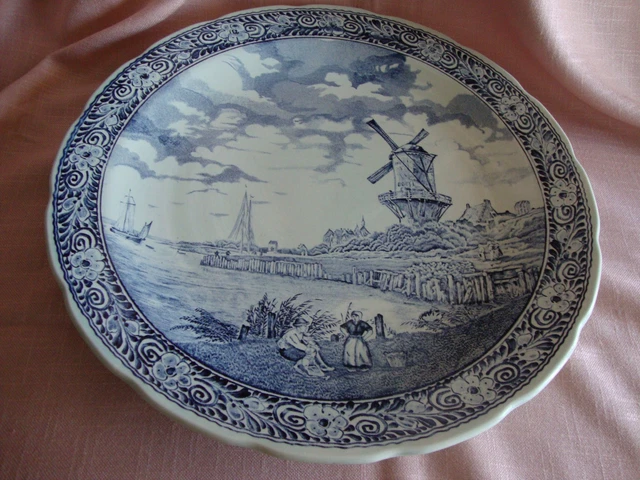 Grande Assiette Céramique Delft Blauw Holland Chemkefa Diamètre 29 cm