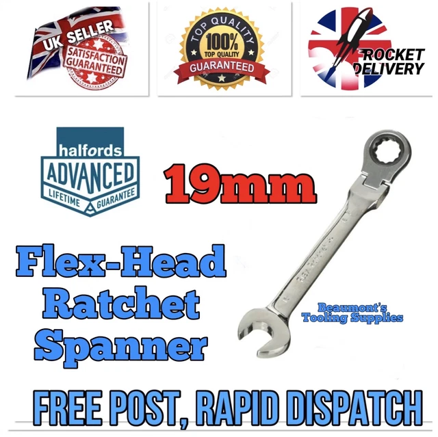 HALFORDS ADVANCED 19MM Flexible Flex Head Ratchet Combination Spanner