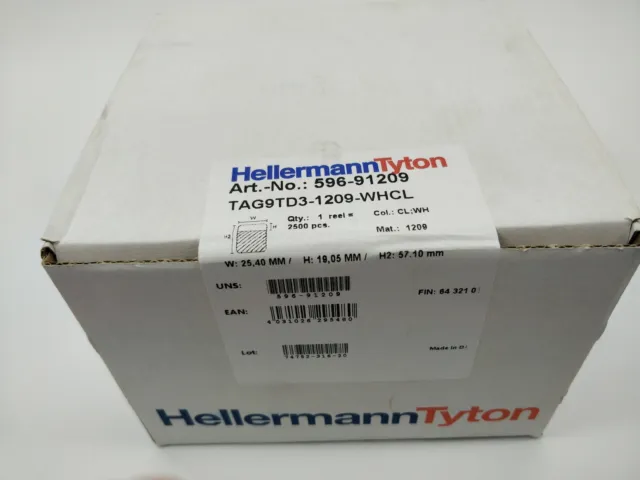 HellermannTyton 596-91209 TAG9TD3-1209-WHCL, Câble Label, Self 3