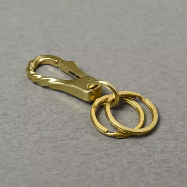 Solid Brass Quick Release Keychain Detachable Key Ring Split Ring Key Snap Hook 2