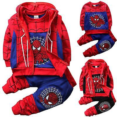 Kids Boys Spiderman Clothes Tracksuit Hoodies Top Coat Joggers Pants Set Outfits
