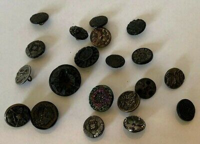 Antique Victorian Ornate Glass And Steel Cut Clothes Button Lot of 20