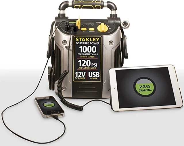 J5C09 Portable Power Station Jump Starter: 1000 Peak/500 Instant Amps- 120 PSI