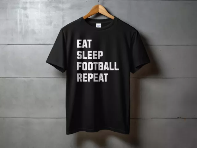 Eat Sleep Football Repeat T-shirt - Mens Sports Football Boys Birthday Gift Top
