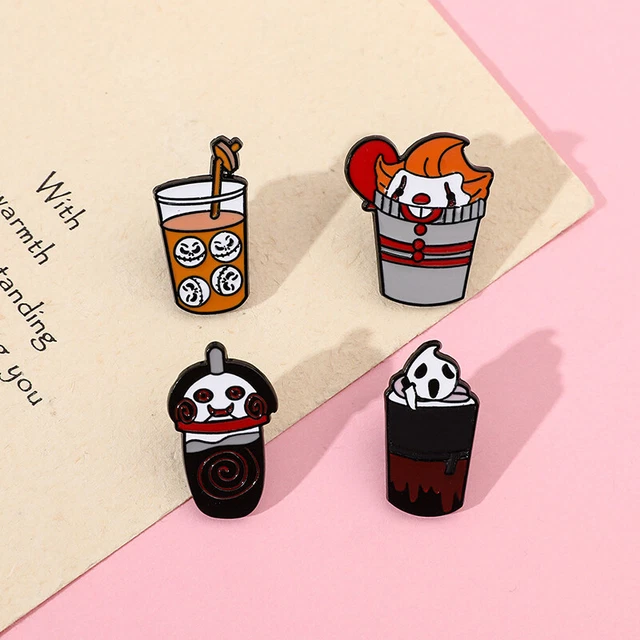 Terror Clown Brooch Cartoon Originality Metal Enamel Badge Clothes Lapel Gif LEI