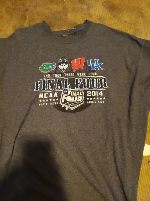 2014 NCAA UConn Florida UK Wisconsin Champions Final Four Adult 2x Gray TShirt
