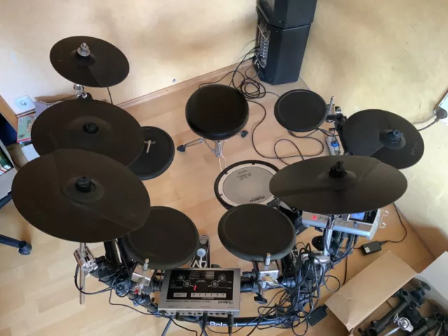 Roland TD-9 E-Drum Set mit Zubehör (E-Schlagzeug) Und TMC-6 Trigger, Double Bass