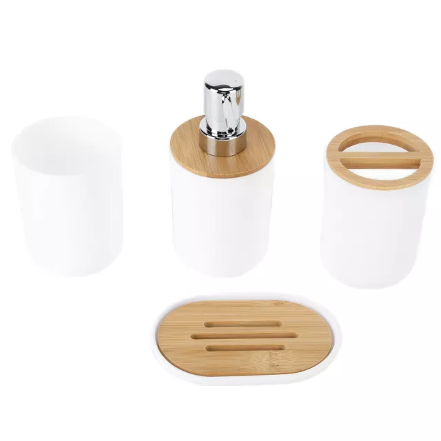 4Pcs Bathroom Accessory Set Bamboo Waterproof Durable Gift Toothbrush Cup