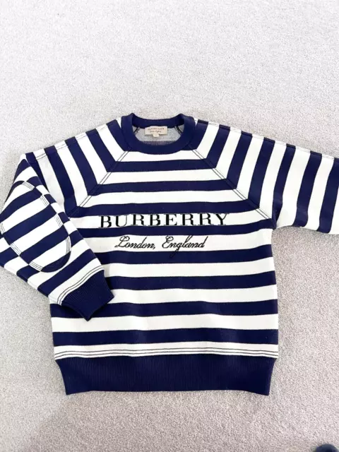 Burberry Selune Striped Logo Intarsia Wool & Cashmere Sweater/ Sweatshirt Size S