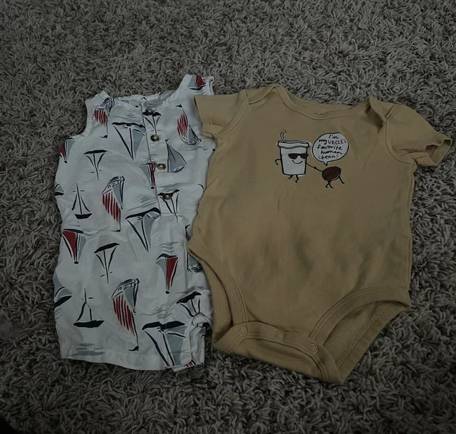 carters baby boy- Set Of 2 (white 6 Months & Yellow 9 Months)