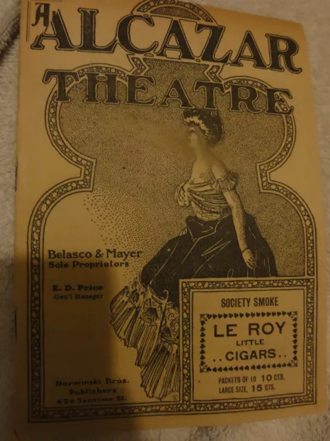 RARE Antique 1903 program playbill Alcazar Theatre San Francisco