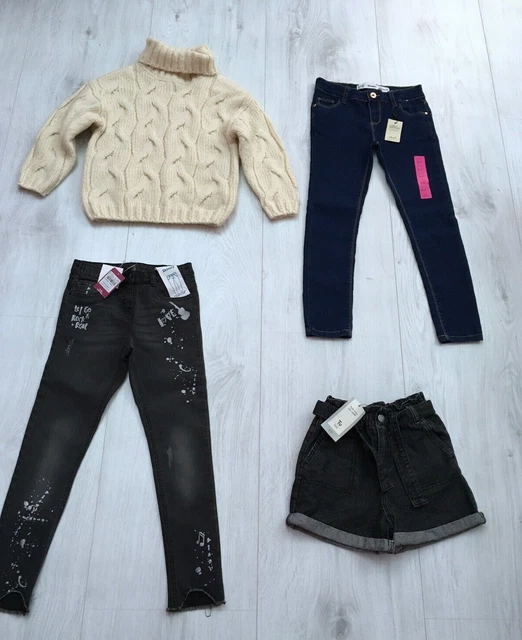 GIRLS CLOTHES BUNDLE AGE 8 - 9 Years 4 ITEMS Zara TU Primark Jeans Jumper Shorts