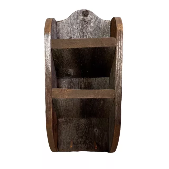Old Barn Wood Wall Pocket Shelf Mail Organizer Slots Hooks Entryway Farmhouse