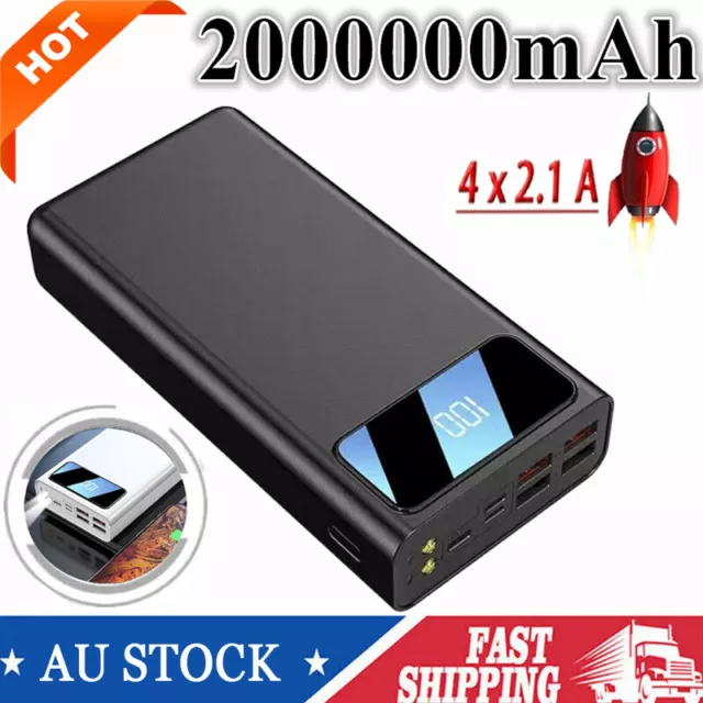 2000000mAh 4USB Power Bank Fast Charger Battery Pack Portable for Mobile Phone