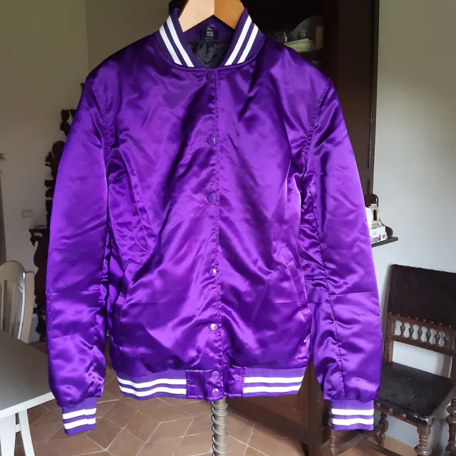 Giacca, Jacket raso viola, satin, baseball, College Varsity Bomber. XL uomo